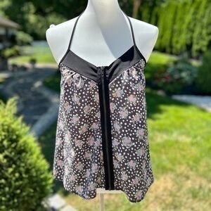 5th Culture floral, tank top with zipper front